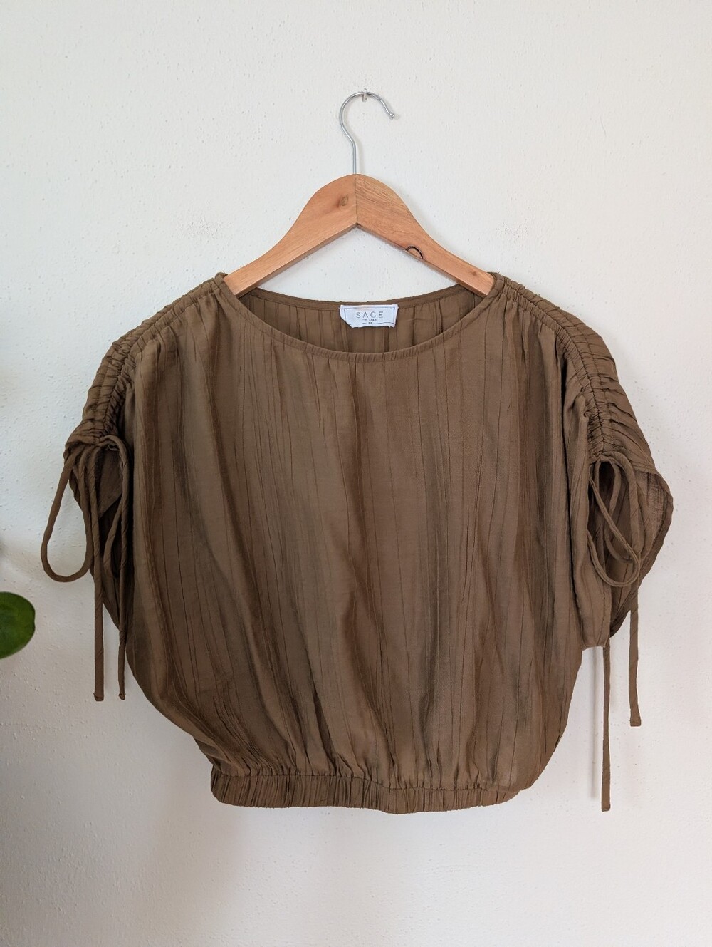 Sage The Label | XS | Light A Fire Ruched Shoulder Tie Bubble Top